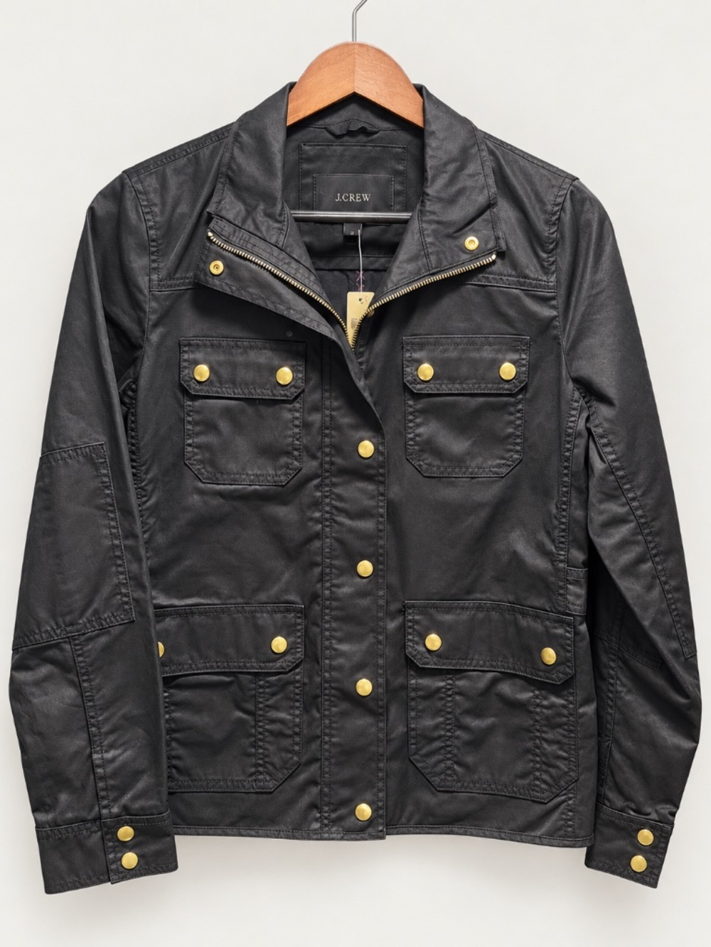 NWT J.Crew Downtown Field Jacket Black Gold Hardware Size S